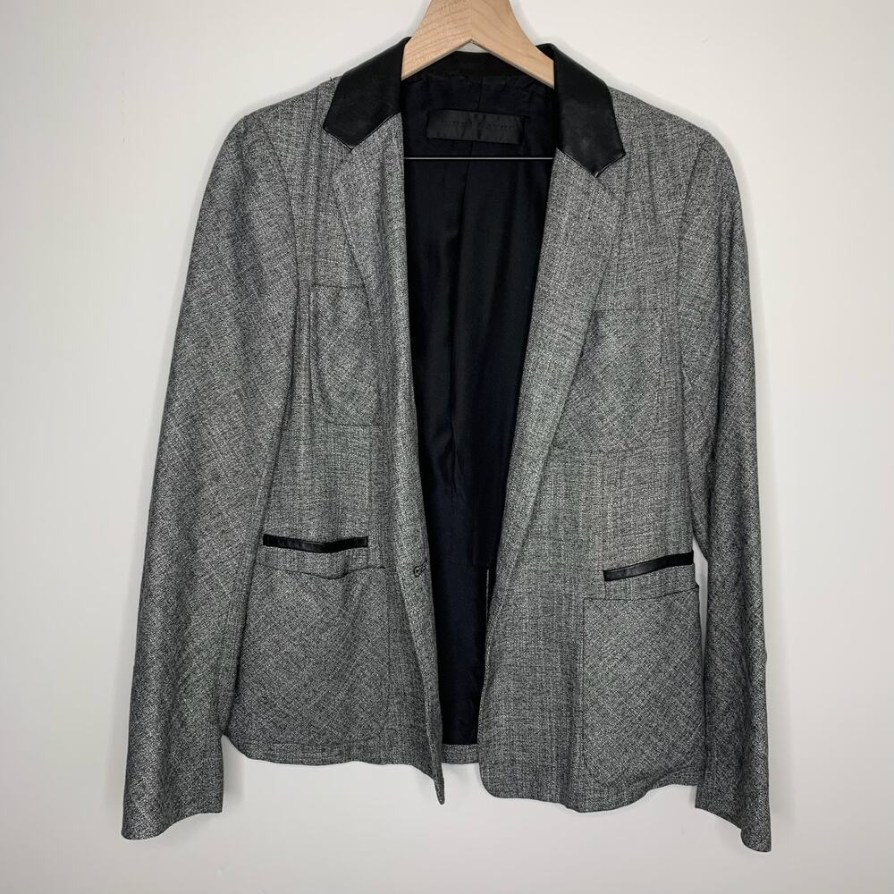 Jenni Kayne Dark Gray Blazer Lamb Leather Button Closure Womens Medium